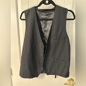 Point Zero Black Pinstripe Dress Vest Medium